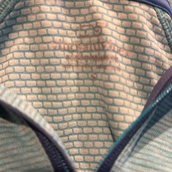 Vineyard Vines Performance light turquoise subtle stripe stretch 1/4 zip top. Sm - Picture 5 of 5